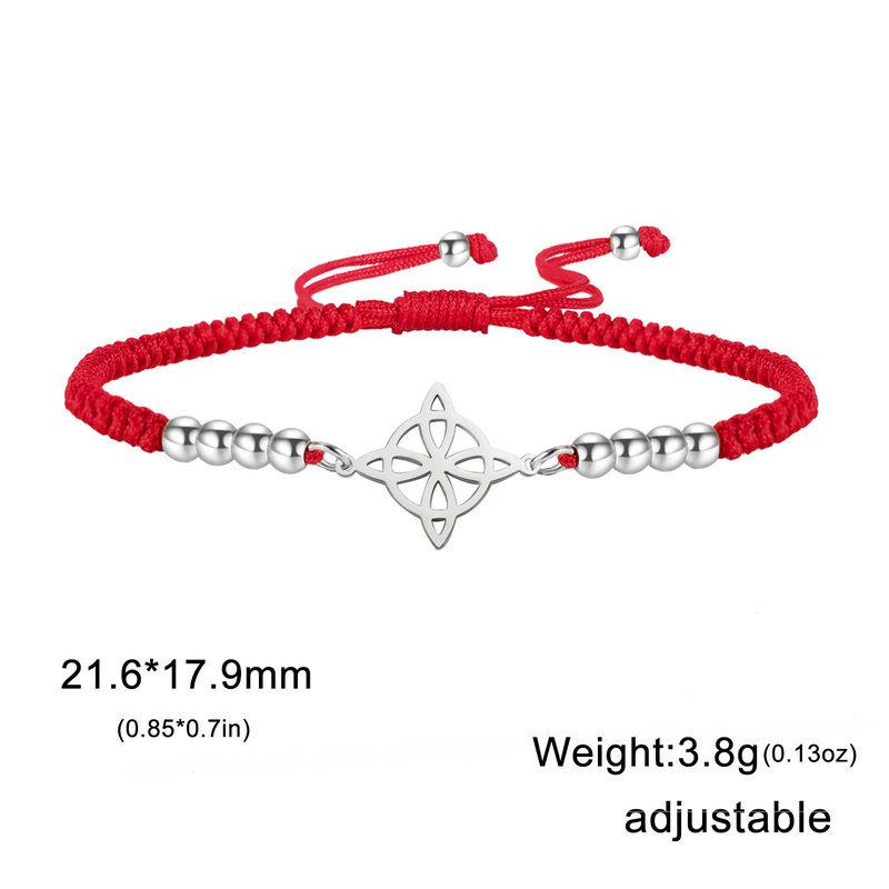 Unisex Adjustable Classic Witch Knot Bracelet - Black & Red Woven Rope