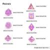 7 Pcs Purple Pink Resin Golden Number Sharp Edge Dice Polyhedral Dice Suitable For Role-Playing Dice PropBoard Game