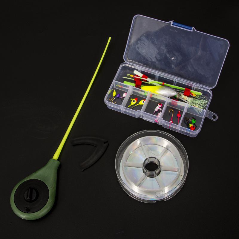 

Набір для зимової риболовлі на льоду з вудкою та гачками, з потовщеною ліскою, для транскордонної риболовлі на відкритому повітрі армія зелений колір