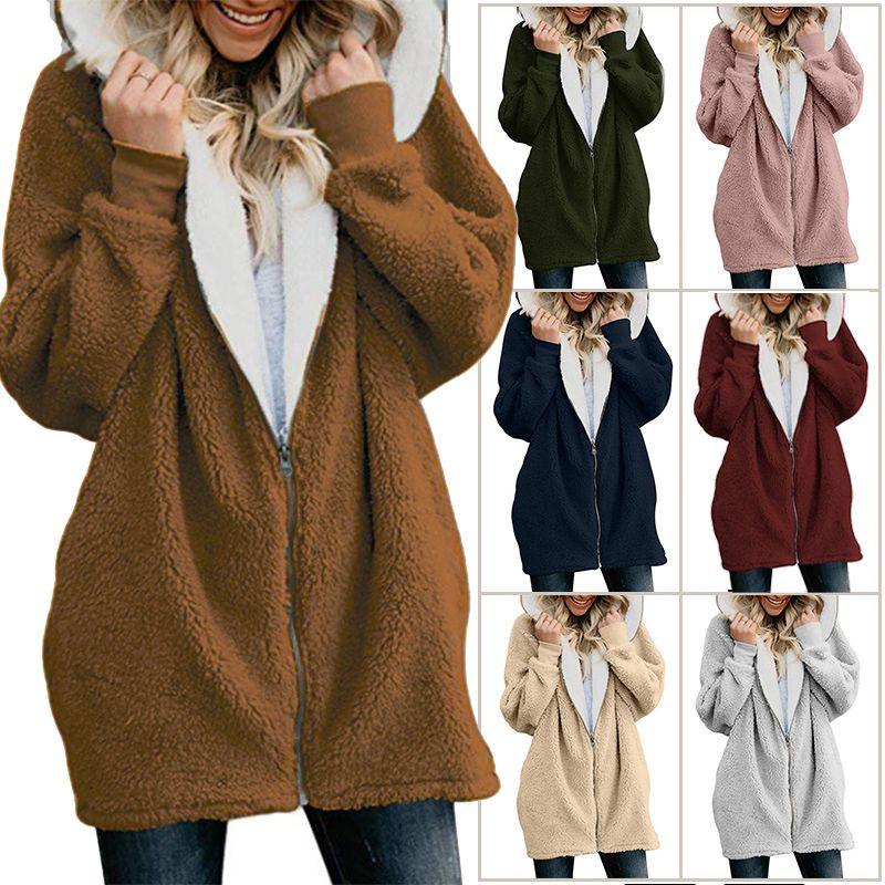 Cozy Women Ladies Warm Teddy Bear Fluffy Coat Hooded Faux Fleece Jacket Outwear For Ultimate Comfort