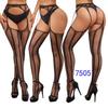 Women's Sexy Crotchless Fishnet Suspender Stockings with Eye Jacquard Design - Style 7501