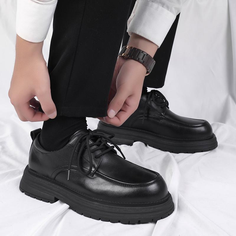 Fashion Business Thick Soled Men's Shoes Fashionable Classic Design Style Wedding Outdoor Trendy Party Daily Office Black Shoes New