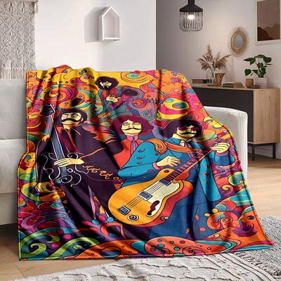 1pc Psychedelic Art Blanket Soft All Season Throw with Vibrant Design, Perfect for Home, Travel, and Gifts, Ideal for Naps and Camping