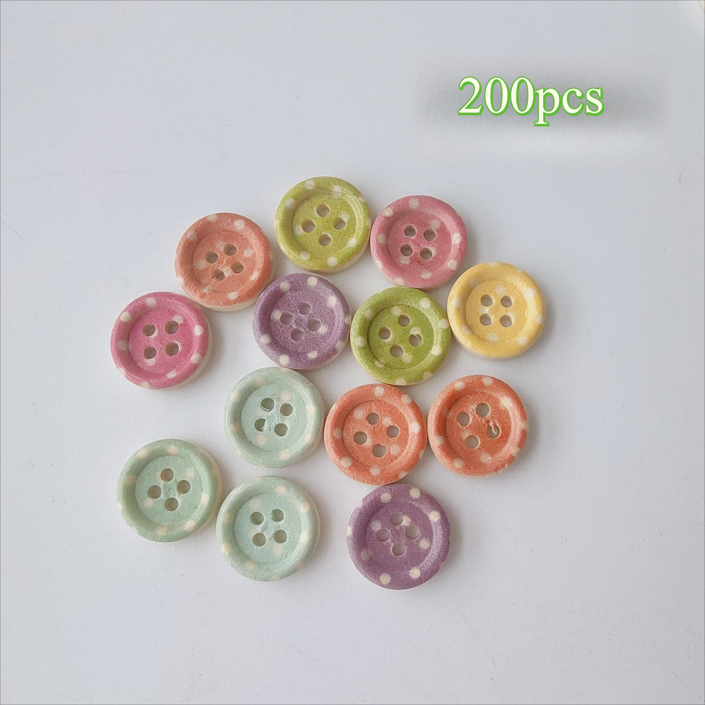 

200 шт. Ассорти лазерной резки деревянных пуговиц с 4 отверстиями - Дизайн «Цветная капля» для рукоделия, одежды, обуви и шляп 200pcs