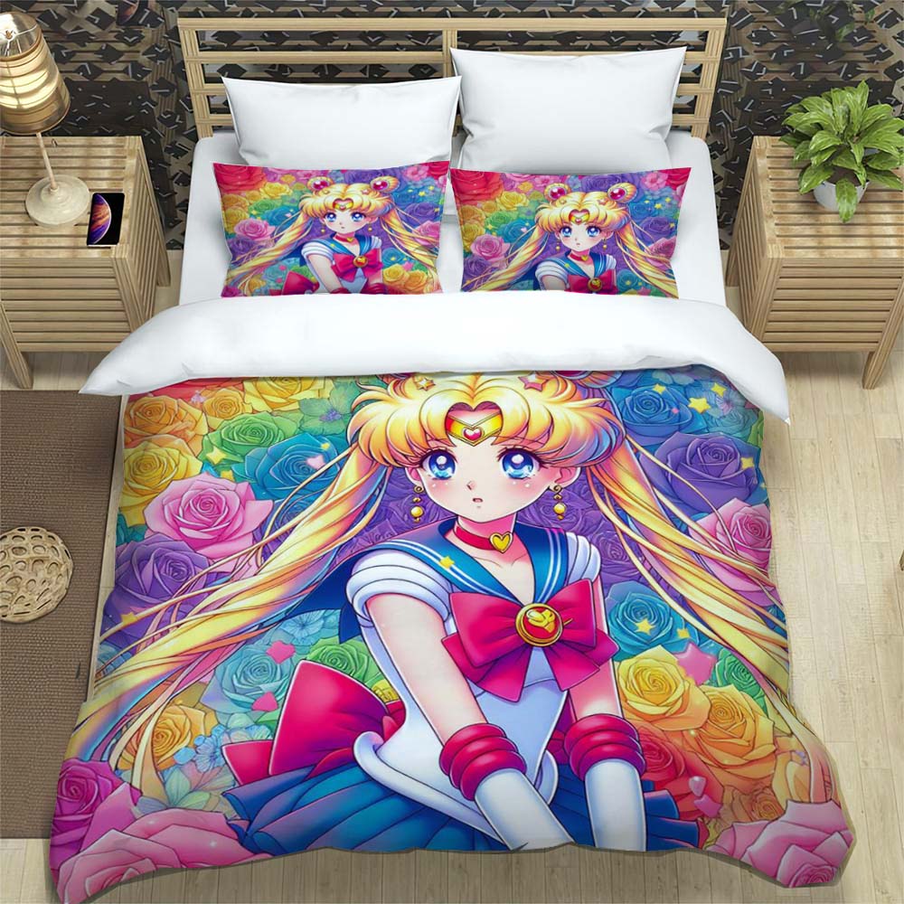 Neue Kawaii Sailor Moon Weiche und Bequeme Bettbezug, Kinderbettwäsche Set Geschenk, Extragroß, Mehrere Größen Verfügbar.