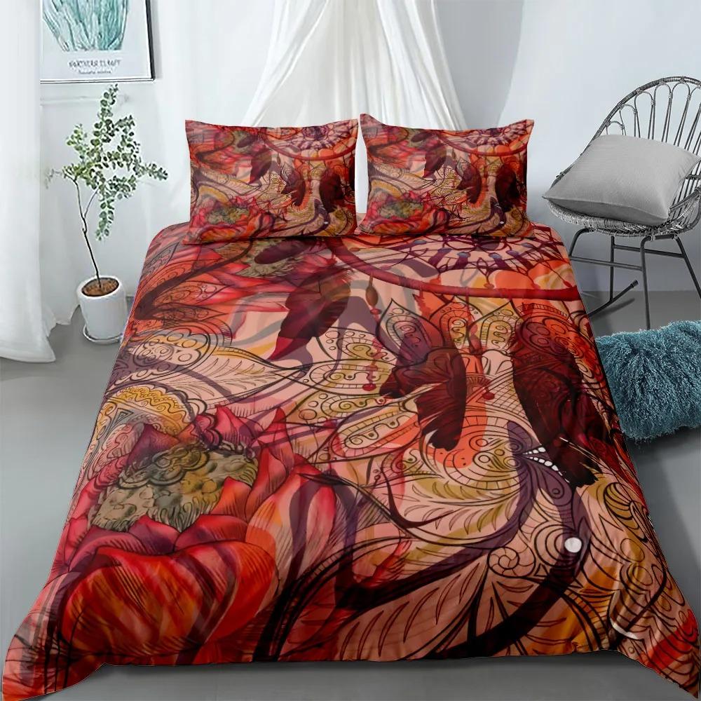 Indian Chief Crown Hand Draw Bedding Set Single Twin Double Queen King Cal King Size Bed Linen Set