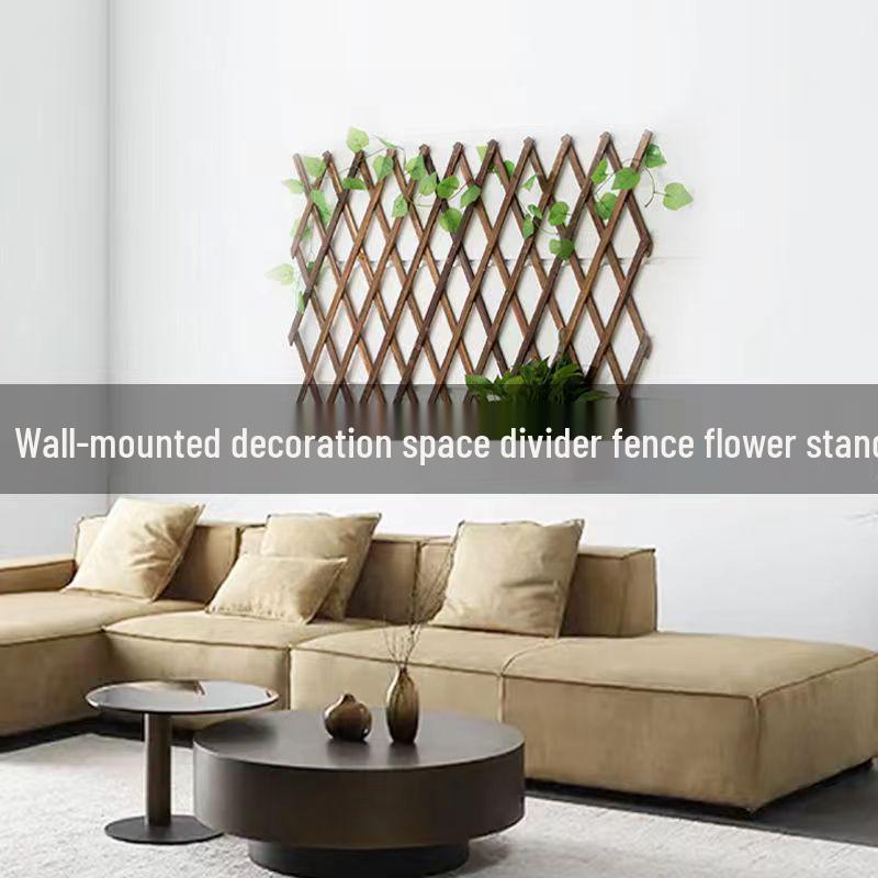 Expandable Carbonized Wood Lattice Fence for Climbing Plants and Courtyard Decoration