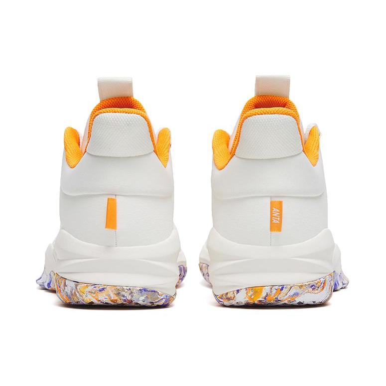 new Anta Bastard Lightweight Wear resistant And Non slip Low Top Basketball Shoes White Orange Purple