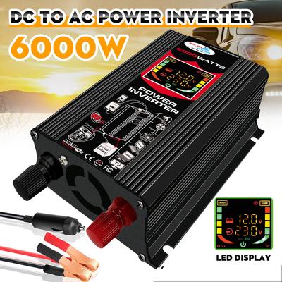 6000W Solar Solar Power Inverter DC 12V To AC 220 / 110V Solar Converter with 2.4A Dual USB Port and LCD Intelligent Display Solar Panel Controller