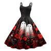 Dámské sexy šaty s potiskem Halloweenu, odhalující ramena, punkový vintage styl