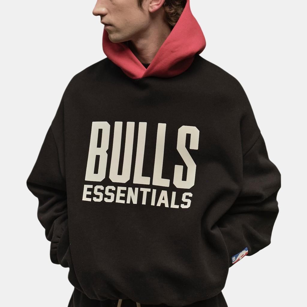 Fear of God Essentials x NBA Chicago Bulls Hoodie Black Red Unisex Tops 192AL246504F
