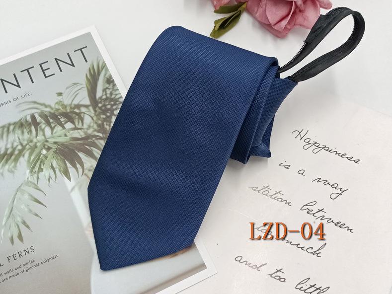 Men's Easy-Pull Knot-Free 8cm Striped Black Zipper Tie