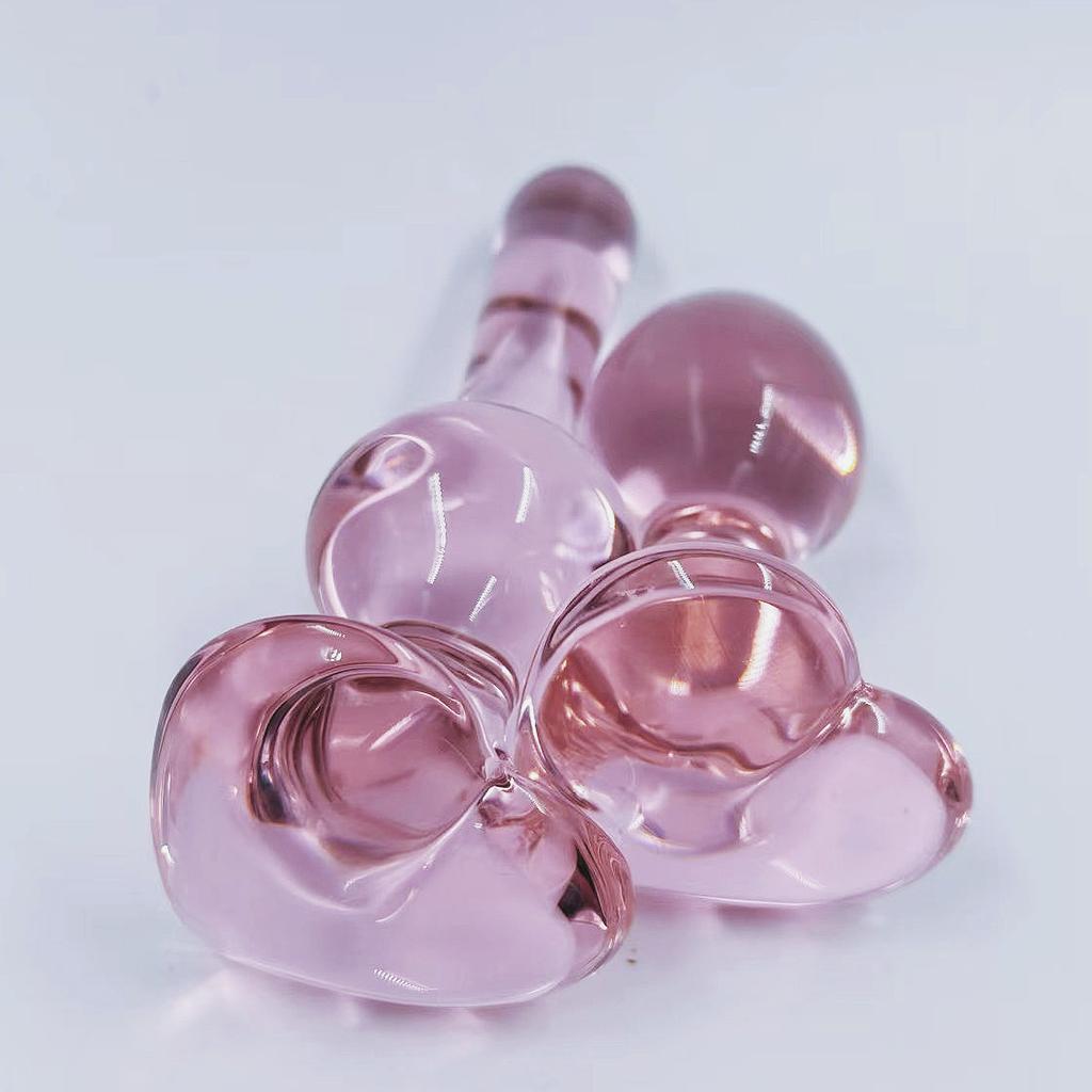 Glas Analplug Sexspielzeug für Frauen Rosa Herz Analstimulator Kristall Buttplug Frauen Männer Prostata Massage Vagina Analplug Kugeln