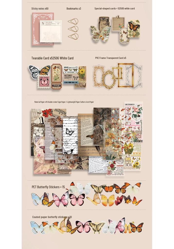 Cross-Border Artistic Butterfly Journal Gift Box with Girly Retro Heart Collage Design