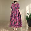 DIMANAF New 2026 Sundress Women Plus Size Summer Casual Print Long Dress Oversize Cotton Loose Maxi Floral Beach Holiday
