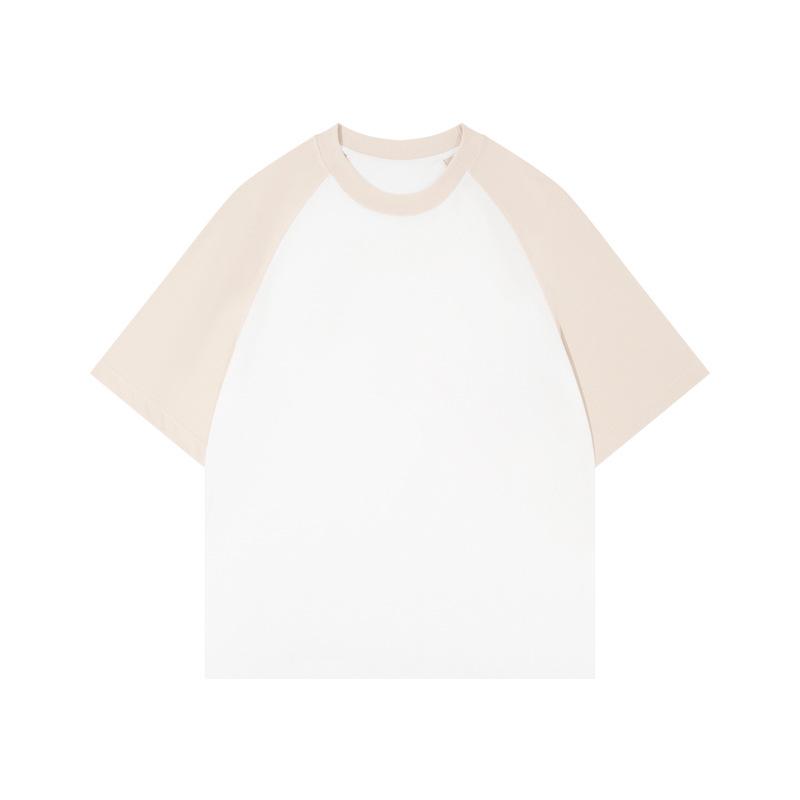 

Мужская японская повседневная футболка с круглым вырезом реглан – Чистый хлопок, Цветной блок, Рукав до локтя, Свободный крой, Летний трендовый топ Extra Small (40-50 kg)