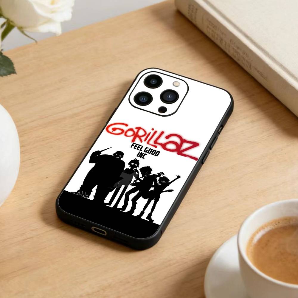 Comic R-Rock Band G-gorillaz   Phone Case For iPhone 17 16 15 14 13 12 Max Plus Silicone Black Cover