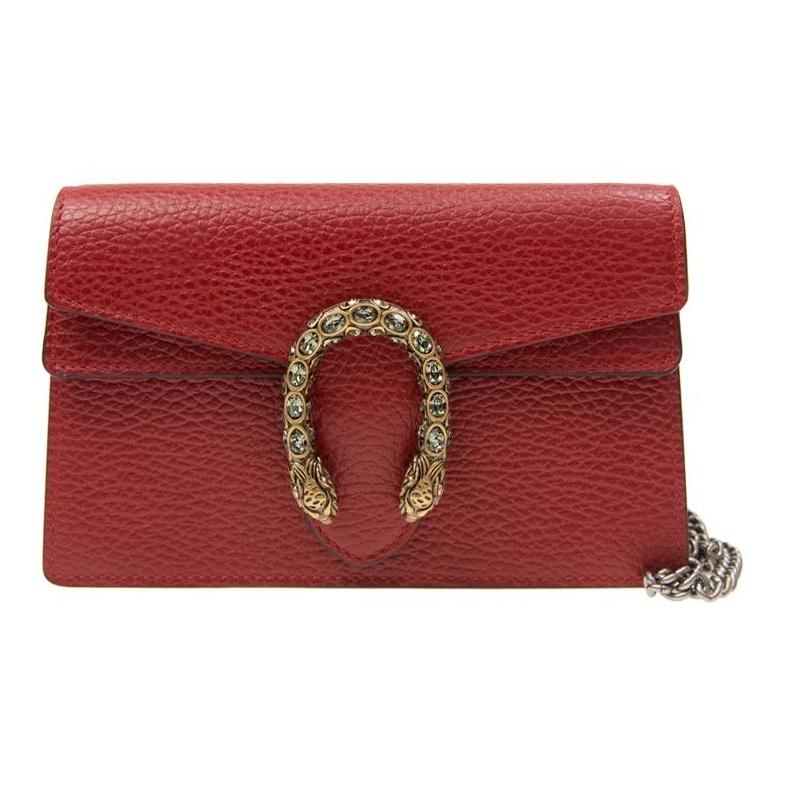 GUCCI Dionysus tiger head buckle chain leather messenger bag for women red