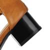 Brown Women Gladiator Sandals Med Block Heel Lady Casual Shoes Large Plus Size 48
