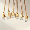 Empty Hanging Car Diffuser Bottles with Natural Wooden Lids Clear Glass Reusable for Homemade Car Air Fresheners