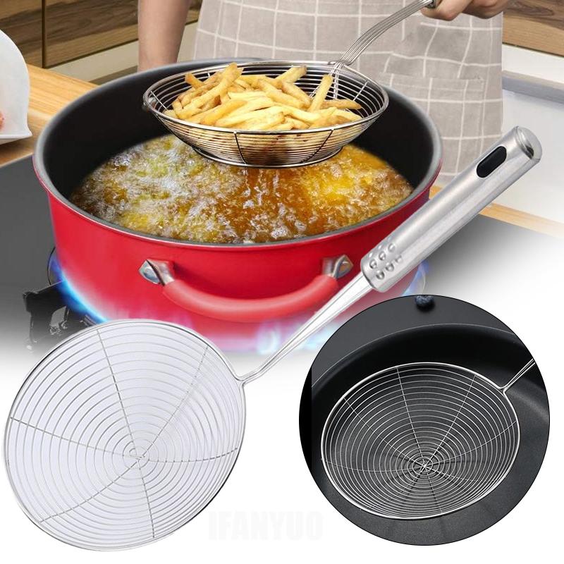 Stainless Steel Skimmer Solid Strainer Ladle Stainless Steel Kitchen Utensil Tool French Fries Fish Frying Kitchen Utensil