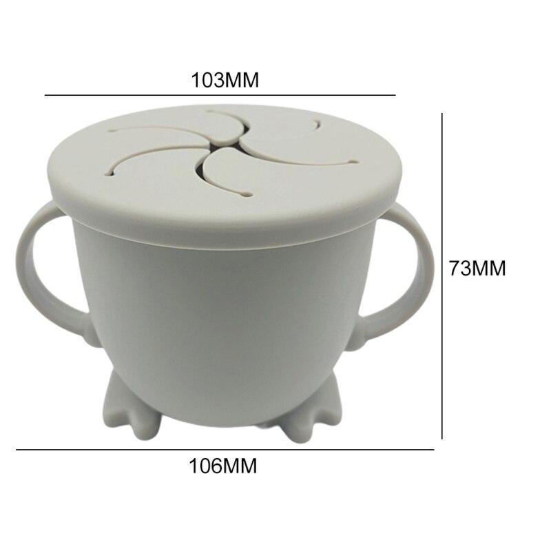 

Детская чашка для закусок с ручками, силиконовый контейнер для закусок для малышей и крышка для ловли детских закусок