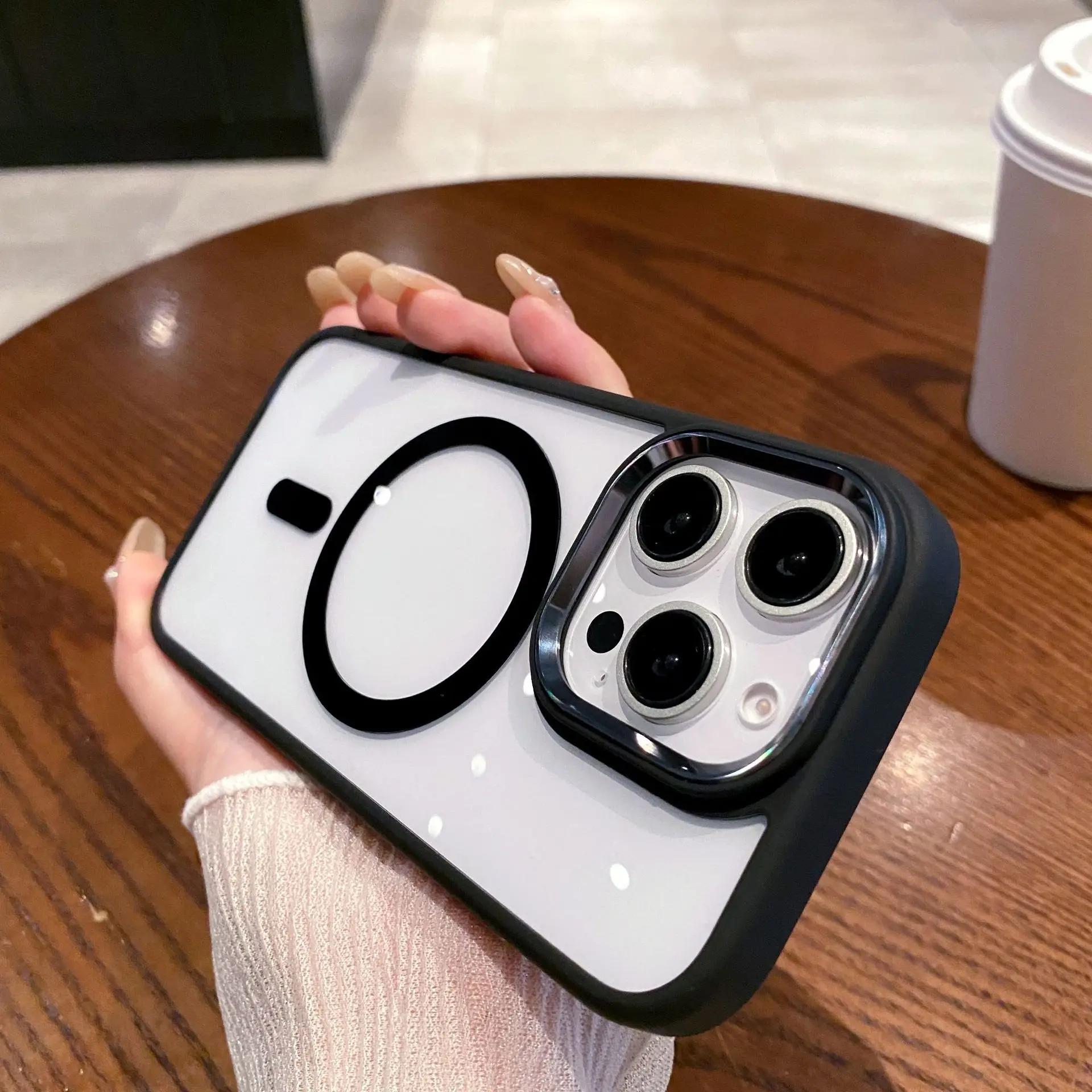 

Чехол для телефона Desert Titanium Gold с магнитной зарядкой для iPhone 16 15 14 13 12 11 Pro Max Plus с металлической рамкой для объектива Magsafe Твердая крышка For iPhone 16 Pro Max