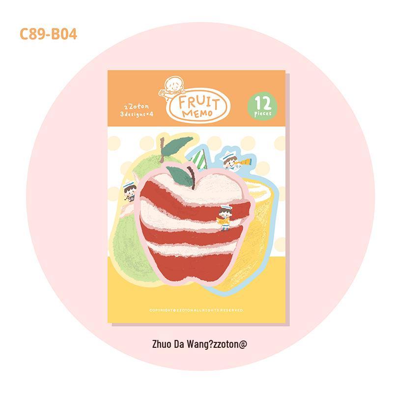 Table King Oil Pastel Quilt Fruit Sticky Notes - Cute Mechanical Diary with Irregular Pages