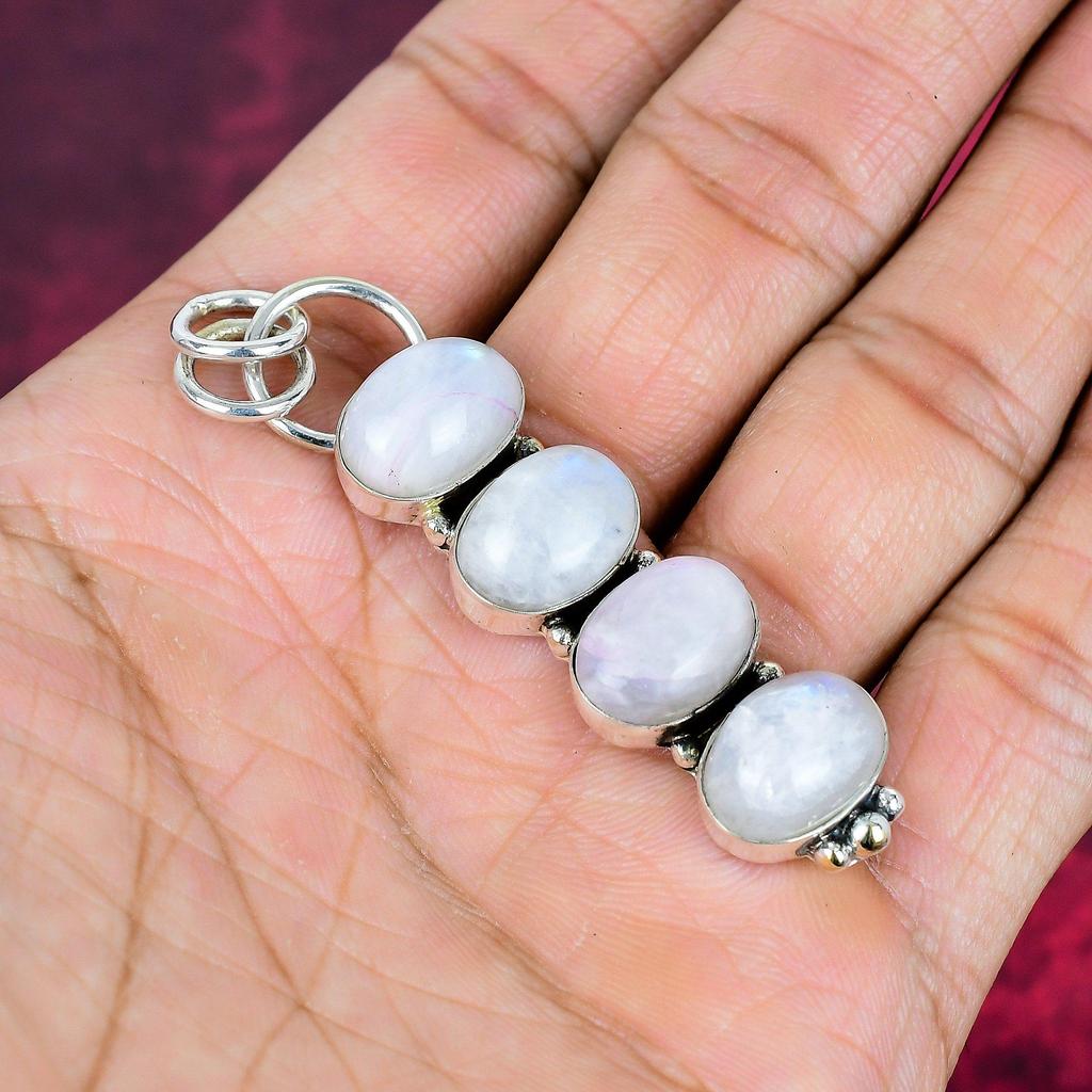 Moonstone 925 Solid Sterling Silver Pendant, Handmade Gemstone Pendant, Gift For Mom Antique Jewelry