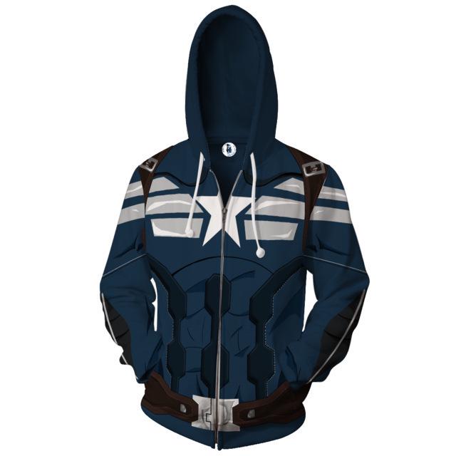 Autumn Men's Captain America Zipper Hoodie Sweatshirt
