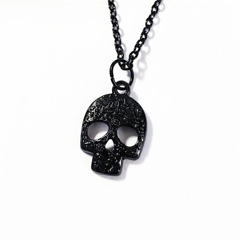 Gothic Phantom Skull Necklace for Women - Black Alloy Personalized Choker Necklace 18 Inch Chain - Alternative Jewelry