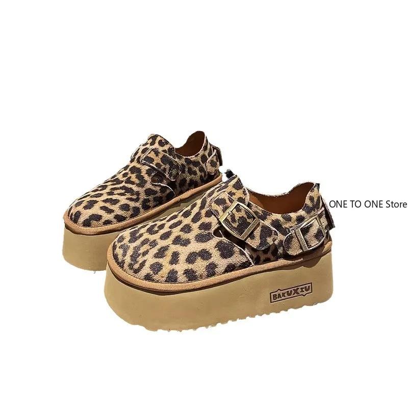 Fashion Sponge Cake Thick Sole Height Increasing Women's Boken Shoes 2025 New Autumn Single Shoes Ugly Cute Big Head Loafers Shoes