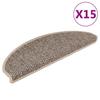 Self Adhesive Stair Mats Sisal Look 15 pcs 65 x 21 x 4 cm Dark Beige