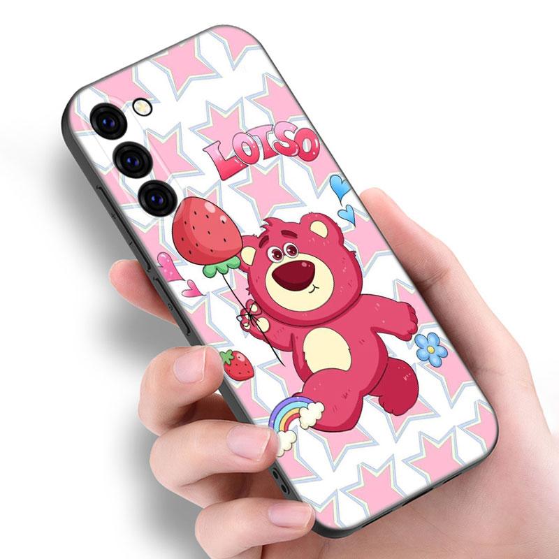 L-Lotso S-Jahodový medvídek Černý silikonový kryt na telefon Pro Samsung Galaxy S23 S21 S20 FE S24 S22 Ultra S10E S10 S9 S8 Plus