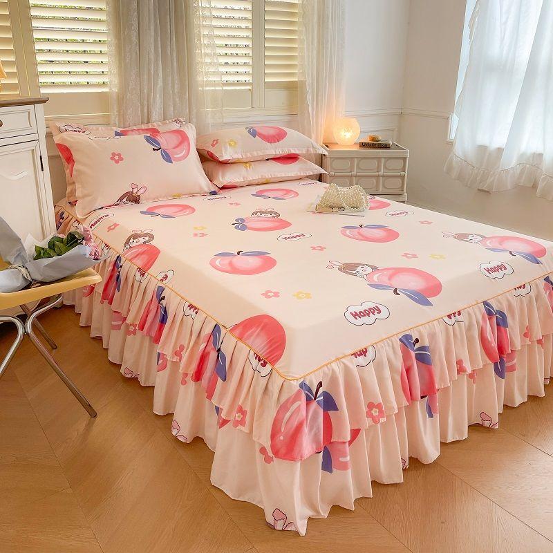 Korean Fashion Bed Skirt Washable Non-slip Single Double Bedding Luxury Modern Skin-friendly Soft Bedspread King Queen Size Home