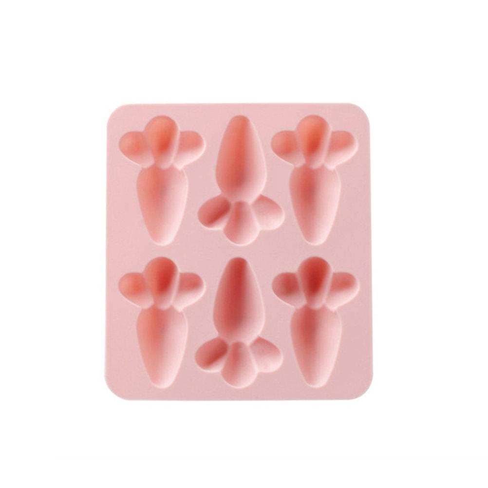 6-Cavity Carrot Cake Mold Silicone Baking Mold Pink Non-Stick DIY Cake Decorating Tool Fondant Chocolate Pudding Jelly Mould