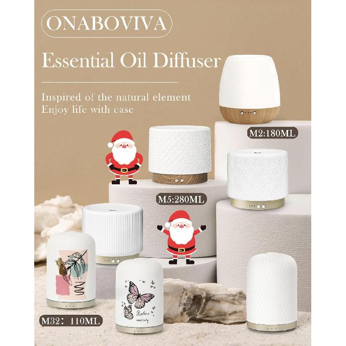 Glass Essential Oil Diffuser, 180ml Ultrasonic Aroma Diffusers for Essential Oil Large Room Diffuser, Auto-Off Timer Night Light for Gift Home Office