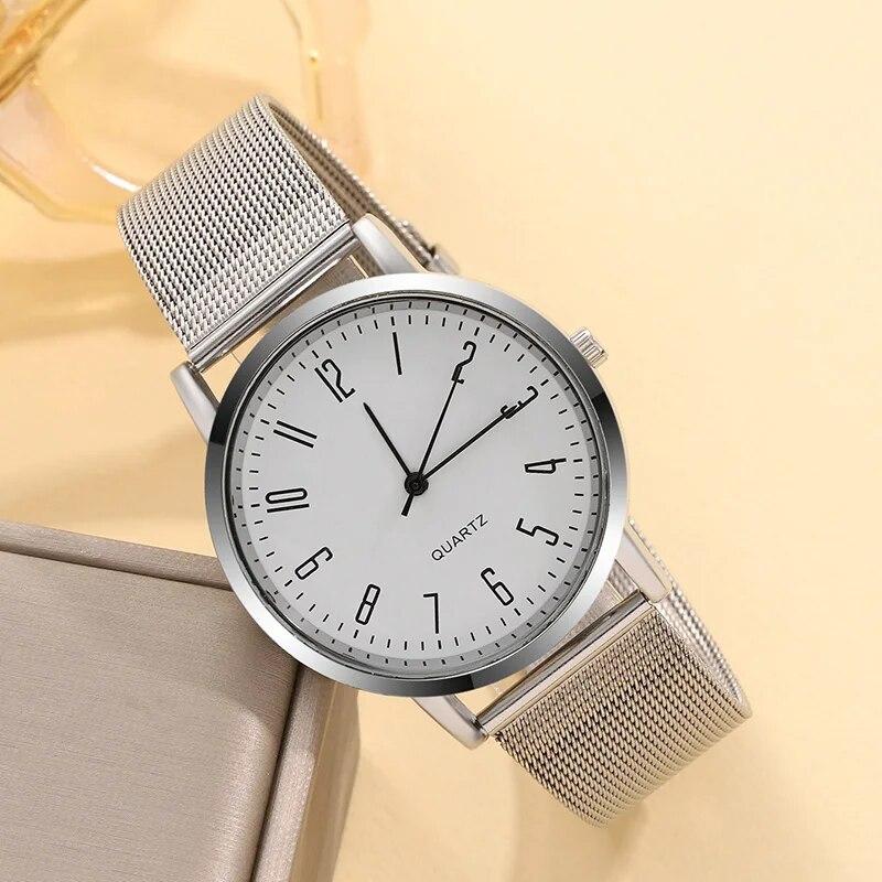 Herren Trend Einfach Lässig Mode Ultra Dünn Kalender Digital Luxus Business Silber Edelstahl Netz Quarz Armbanduhr