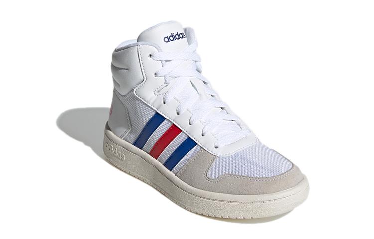 adidas Neo Hoops 2.0 Mid K Abrasion Resistant Breathable Mid Top Vintage Basketball Shoes White Kids' FW9121