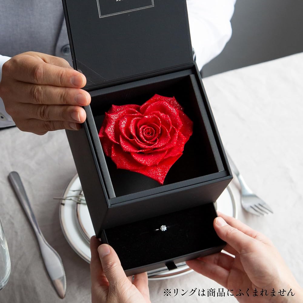Amorosa Moderno Preserved Flower Diamond Rose Love Heart Red
