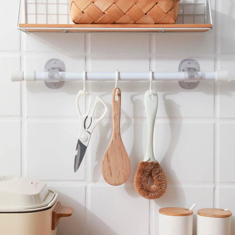 1/2Pcs Adjustable Curtain Rod Clip Self Adhesive Clamp Hook Curtain Rod Holder Wall Bracket Holder Nail-Free Wall Hanging Clip