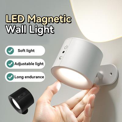 LED Wall Light Rechargeable Touch Double Head Wall Lamp 360° Rotation Wireless Remote Control LED Spotlight For Bedroom Lighting
