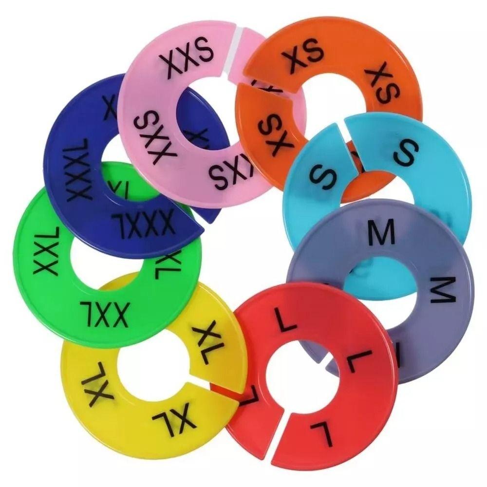 8Pcs XS-XXL Clothes Size Dividers Round Rectangular Garment Tags New Size Marking Ring  Shop