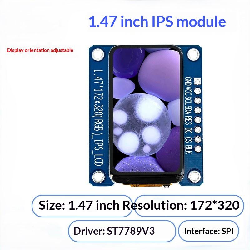 1.47 Inch HD IPS TFT LCD Display Module ST7789 SPI Driver 172x320 Full Color for Industrial Control Display Applications