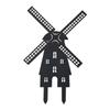 Metal Yard Stake Plaque with Black Mill House Shape, Two Prongs and 30cm Height for Flower Section, Lawn, Garden, or Balcony Pot Display