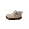 Snow boots children's 2025 new winter versatile velvet thickened non-slip warm one-word button fluffy cotton shoes women
