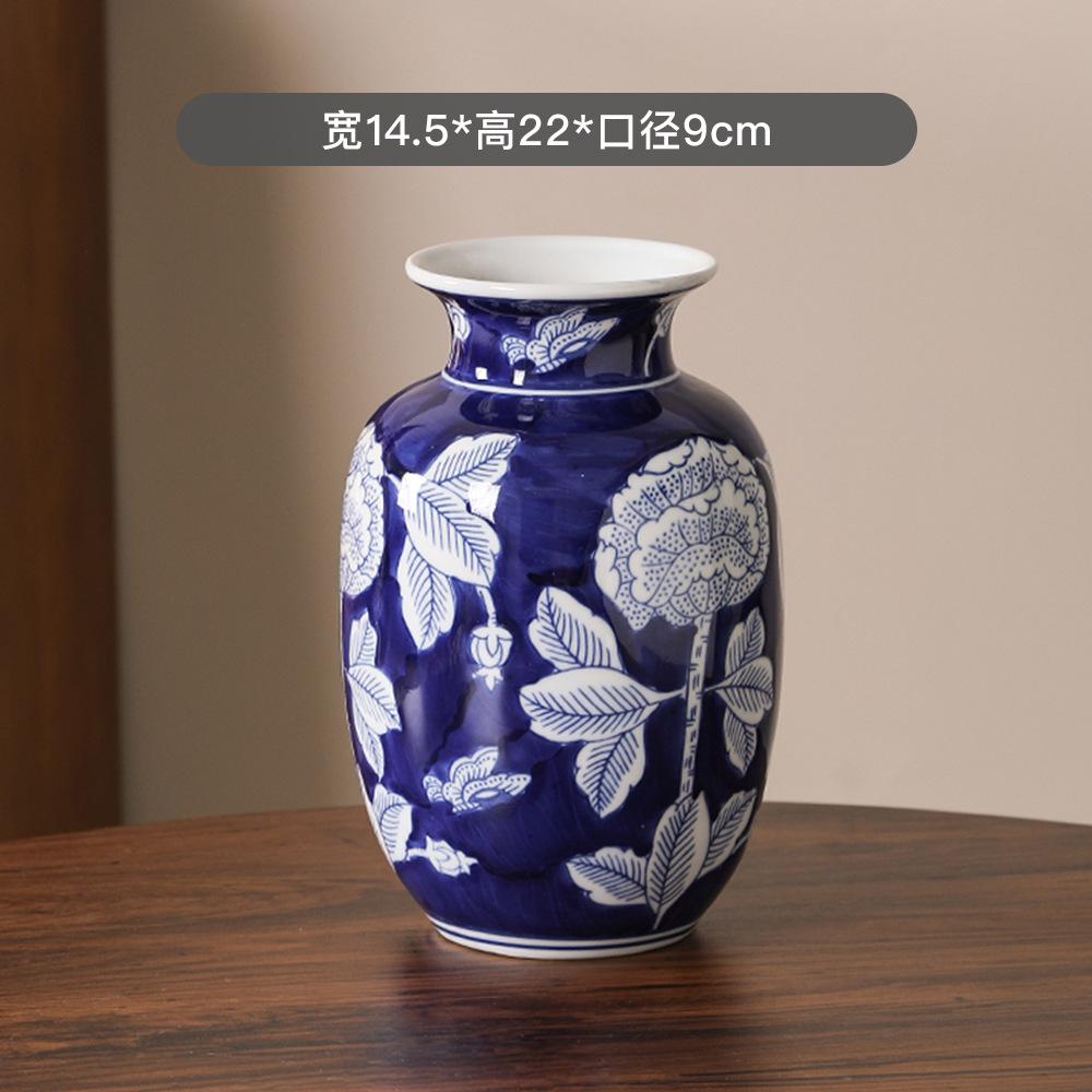 Ceramic Belly Vase Blue white porcelain retro vase Chinese porcelain ornaments Home decoration storage bottle porcelain vases