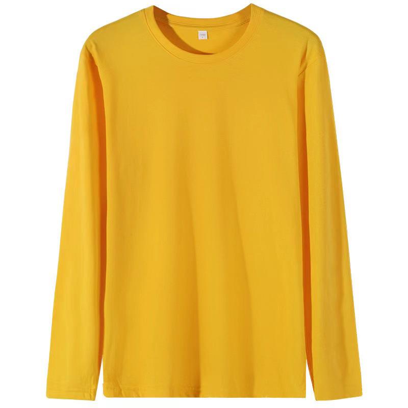 Cotton Solid Color Round Neck Long Sleeve Men's T-shirt Inner Long Sleeve Top Loose Base Shirt