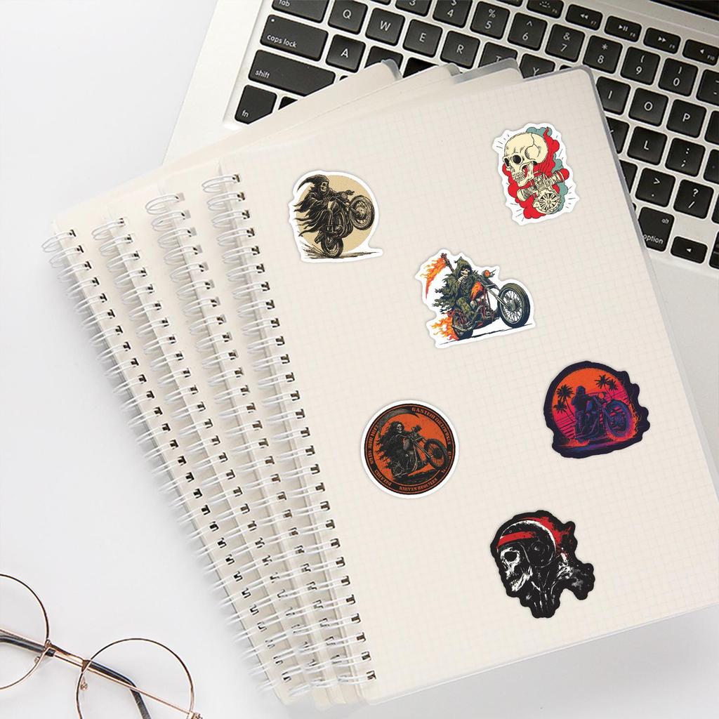 50PCS Retro Horror Skull Stickers for Motorcycle, Notebook, Luggage, Skateboard, and Water Cup - Waterproof Decals