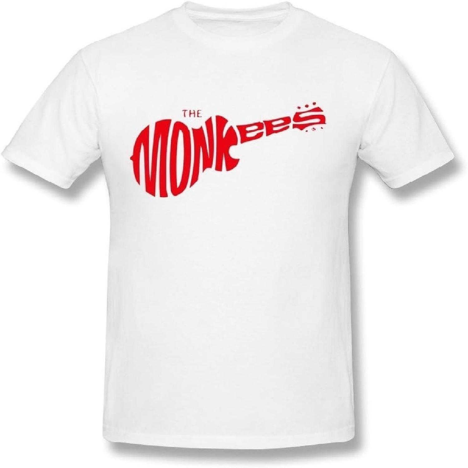 KAITIAN The Monkees Guitar Rock Band Logo Men s Short Sleeve T-shirt White Size XS S